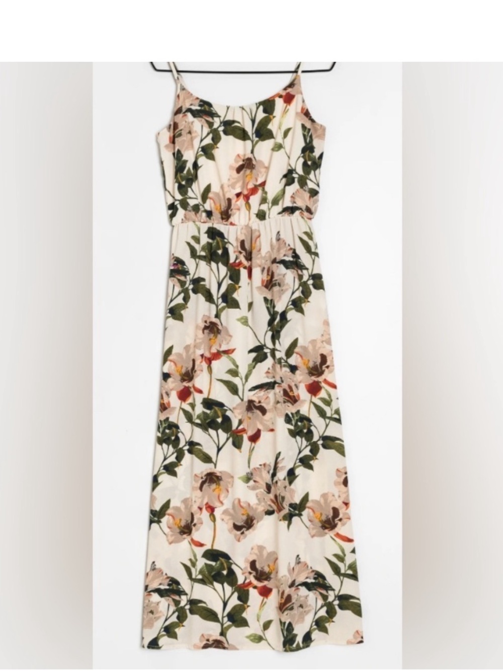 Dex Cream Floral Maxi Dress with Green and Rust Accents